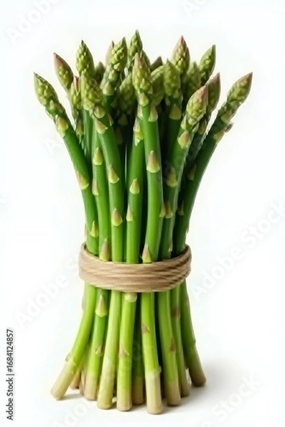 Obraz Fresh Green Asparagus Bundle A Vibrant Culinary Ingredient for Healthy Eating and Cooking on a White Background