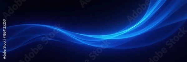 Fototapeta Abstract blue light swoosh, dynamic energy, black background , pattern, overlay, dark