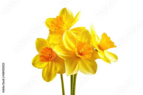 Fototapeta Yellow Daffodils Isolated on White Transparent Background