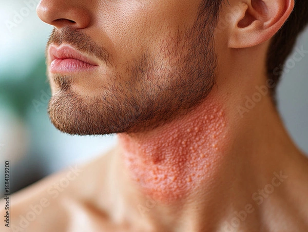 Obraz Man's Neck with Red, Bumpy Rash Close-Up