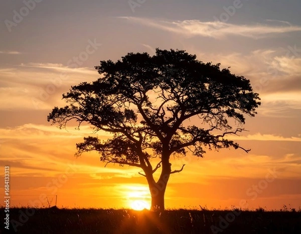 Obraz Silhouette tree at sunset (1)