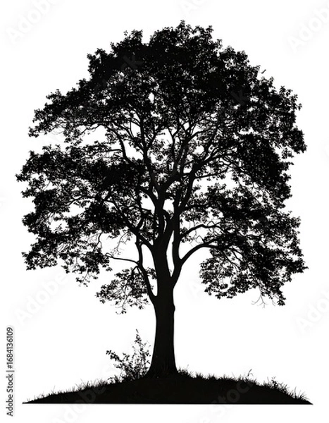 Obraz Silhouetted tree on hill