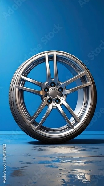 Obraz Silver alloy wheel, studio shot