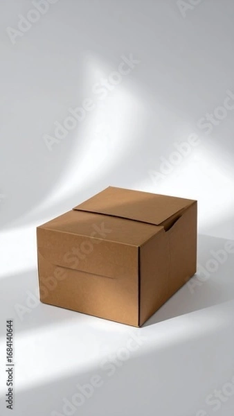 Obraz Simple cardboard box on white background