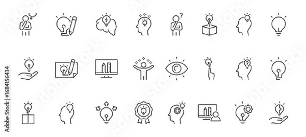 Obraz Creativity Icon Set containing creative thinking, idea, problem solving, innovation, brainstorming and design vector icons