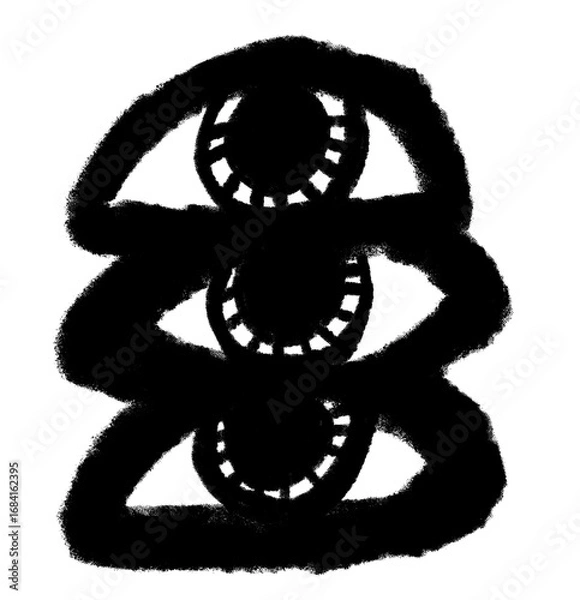 Fototapeta Tribal eye simbol hand drawing ink in transparent background