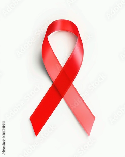 Fototapeta World AIDS Day red ribbon logo, clean minimal style, isolated on white background
