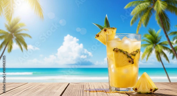 Obraz tropical beach scene pineapple