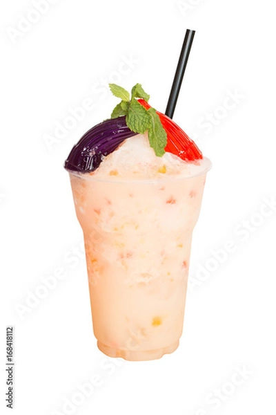 Fototapeta frappe Yakul & pipo a drink is refreshing.On white background and clipping path.