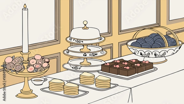 Obraz Elegant Dessert Buffet Display.