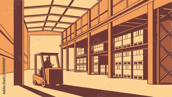 Obraz Warehouse Interior with Forklift.