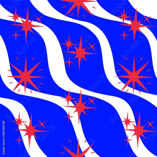 Obraz stunning vector design featuring elegant wave patterns and textured beauty, adorned with sparkling stars in blue and orange tones, creating a decorative and radiant