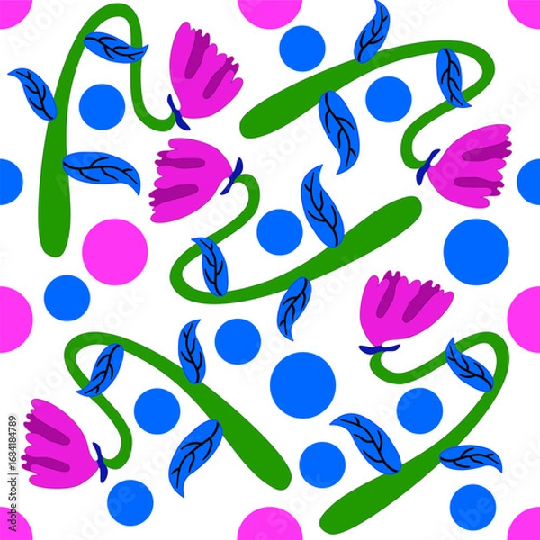 Obraz beautiful seamless pattern with floral circles, decorative ornaments, and artistic hand-drawn details. Perfect for cards, elegant decorations, and vector artwork that combines beauty with creativity