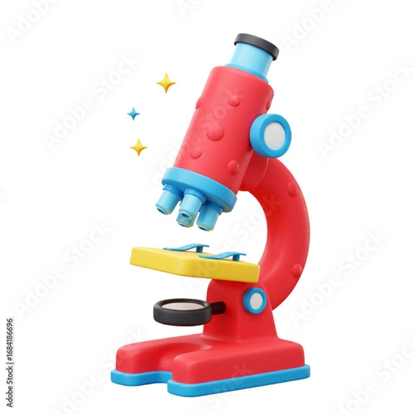 Fototapeta 3d microscope cartoon style isolated on white background  
