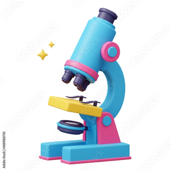 Fototapeta 3d microscope cartoon style isolated on white background  
