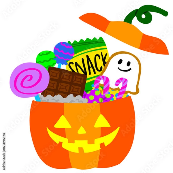 Obraz お菓子がたくさん入っているジャックオランタン