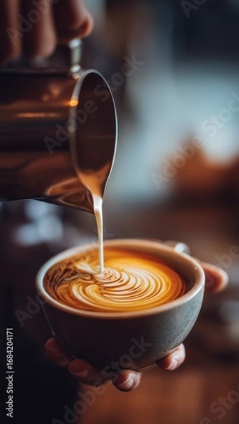 Fototapeta pouring milk into a glass