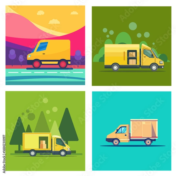 Obraz vector set of transport delivery car,truck,delivery truck vector,transport truck,