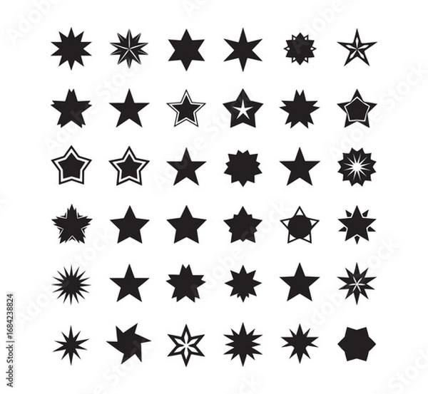 Fototapeta Vector Icons of Star Shape Silhouettes

