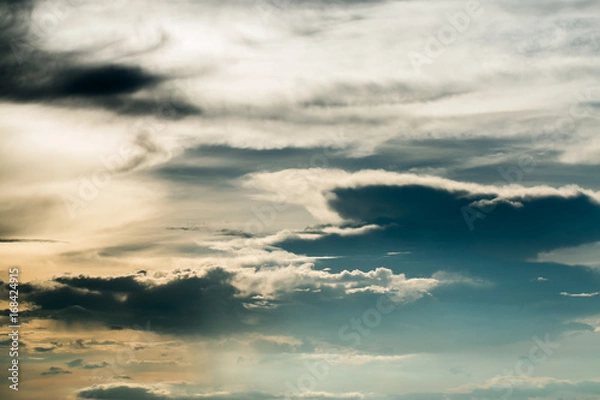 Fototapeta colorful dramatic sky with cloud at sunset.