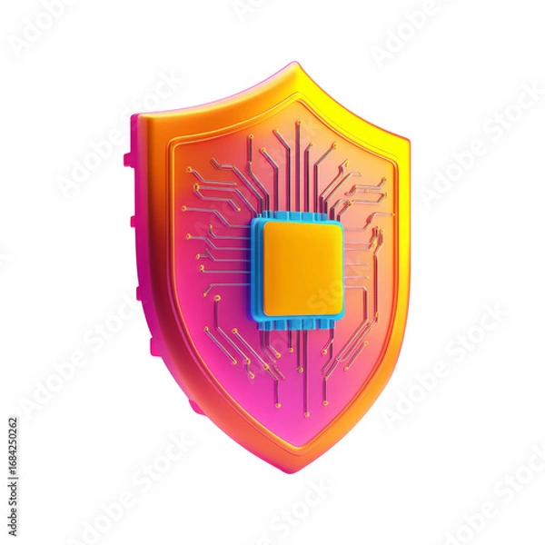 Fototapeta 3D Render of Digital Security Shield