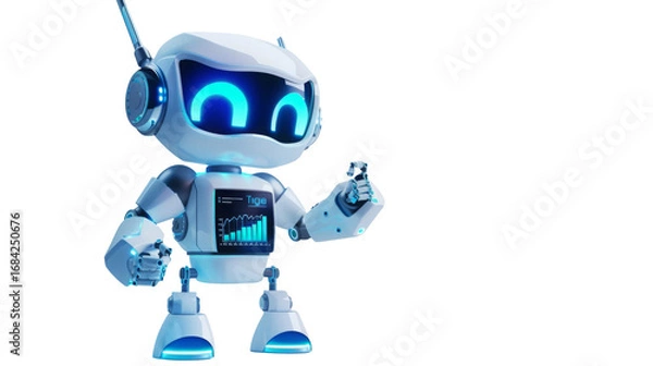 Fototapeta Artificial Intelligence Robot with Data Chart