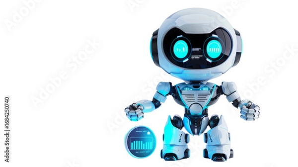 Fototapeta Robot with Digital Analytics Dashboard