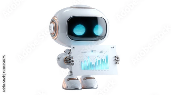 Fototapeta Futuristic Robot Assistant Showing Growth Graph