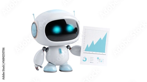 Fototapeta Smart AI Robot Analyzing Business Statistics