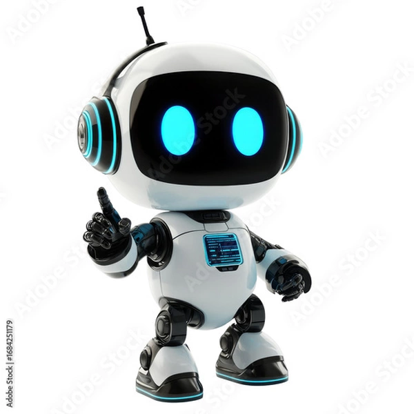 Fototapeta Smart Robot Wearing Headset for Virtual Assistance