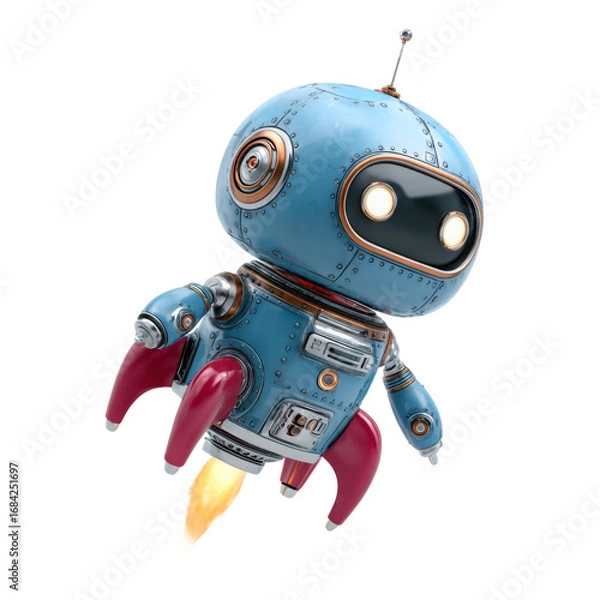 Fototapeta Futuristic Robot with Jetpack Flames