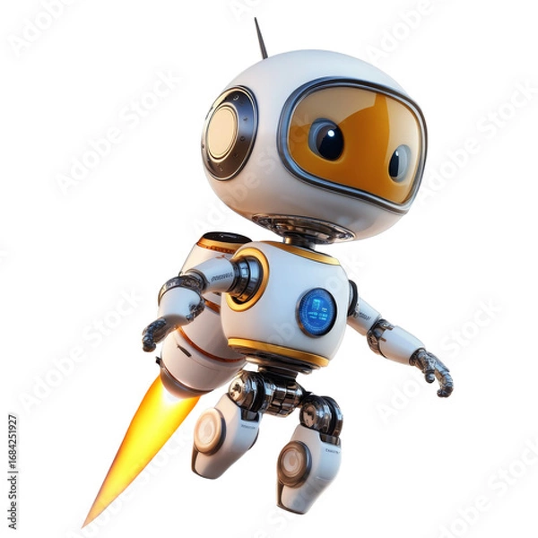 Fototapeta Smart Robot with Rocket Boost Technology