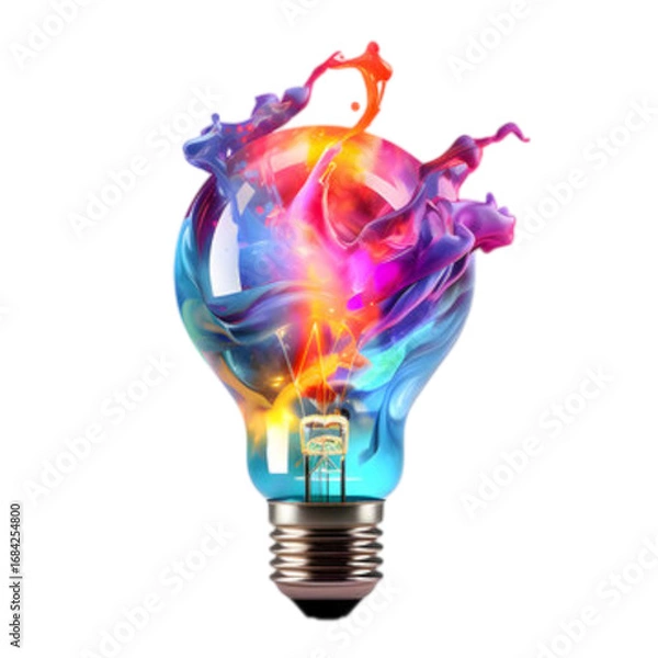 Fototapeta light bulb with colorful light bulbs transparent 
