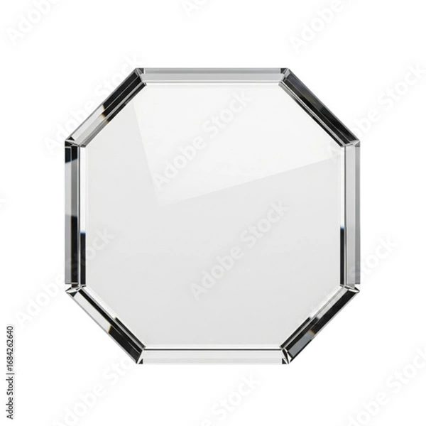 Fototapeta Modern, minimalist 3D glass plate, perfect for mockups, branding and personal or professional projects, isolated on a solid white background.
