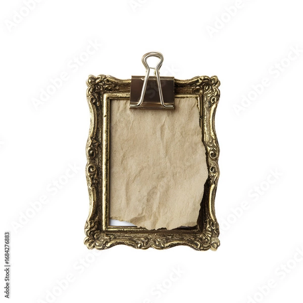 Obraz Ornate Clipboard with Vintage Paper on Black Background for Creative Projects
