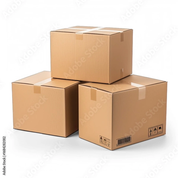 Obraz Three cardboard boxes stacked on top of each other.