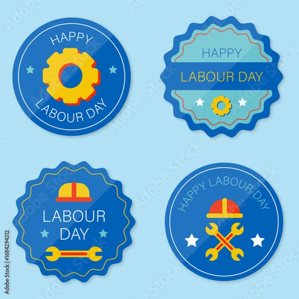 Fototapeta Flat design labour day labels