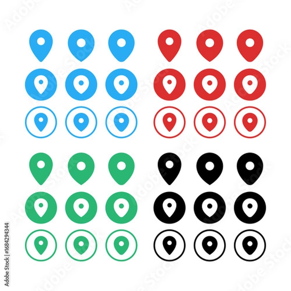Fototapeta Location pins multiple styles big set
