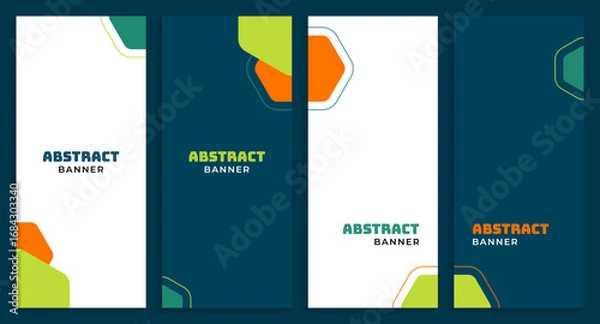Fototapeta Abstract Banner Set Modern Geometric Templates for Social Media, X Banner, Vertical Banner