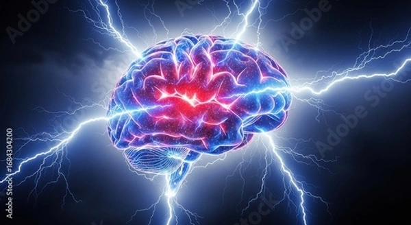 Fototapeta Electric Brain Storming Mind Power Concept With Lightning