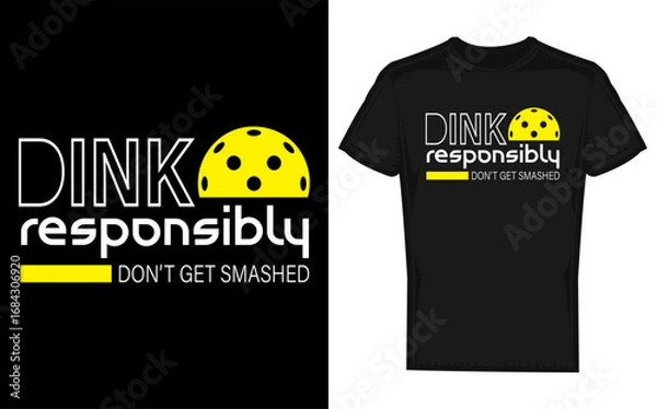 Fototapeta Funny Cat Playing Pickleball Design Dink Responsibly Don t Get Smashed Illustration