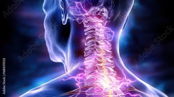 Fototapeta Neural Pathophysiology and Electrophysiological Dynamics of Cervical Spinal Cord Injury