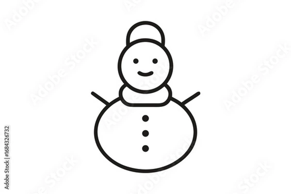 Obraz line art Snowman silhouette vector illustration