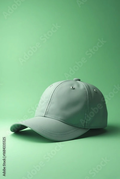 Fototapeta Light Green Baseball Cap on Gradient Green Background