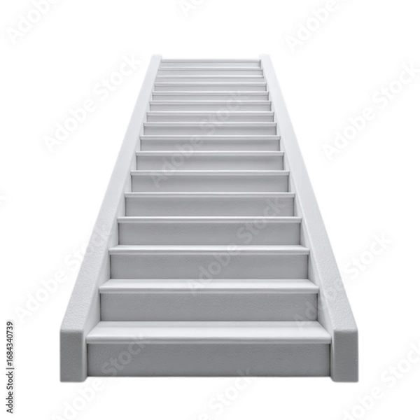 Fototapeta Photo of straight white staircase isolated on transparent background