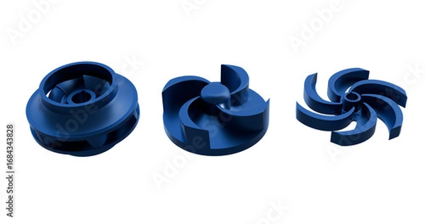 Fototapeta open impeller, semi-open impeller  and enclosed impeller type