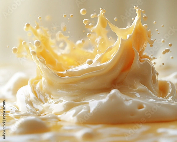 Fototapeta Dynamic Cream Splash: Creamy Yellow Liquid Explosion