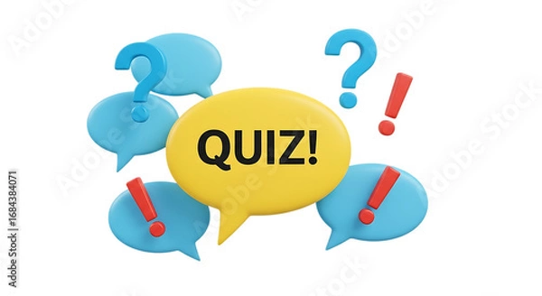 Obraz Quiz question and answer concept with speech bubbles isolated on transparent background