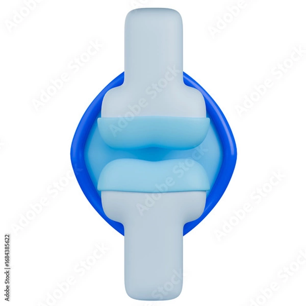 Fototapeta Bone and joint structure with smooth blue cartilage layer and synovial membrane, 3d medical illustration showing healthy anatomy.