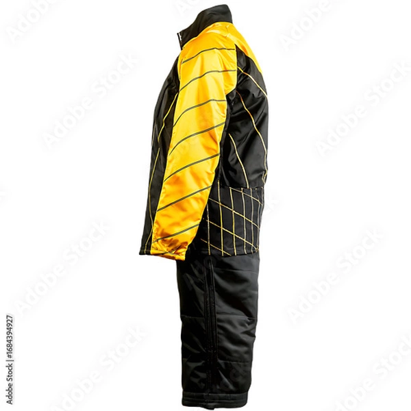 Fototapeta And yellow racing uniform with diagonal lines isolated on a transparent background